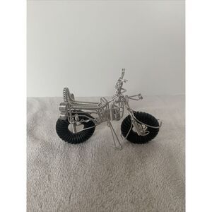 Vintage Wire Wrapped Metal Motorcycle Sculpture Motorbike‎ Tabletop Decor Art